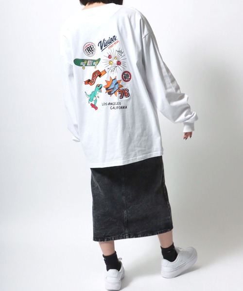 VISION STREET WEAR(ヴィジョンストリートウェア)の「VISION STREET WEAR/ヴィジョンストリートウエア ワンポイントロゴ刺繍 バックプリント ロンT メンズ レディース(Tシャツ/カットソー・メンズ・ホワイト/ブラック/パープル/ブルー/クリーム/スカイブルー・LL/M/L)」の10枚目の写真