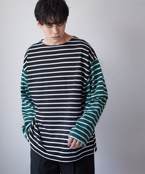 LOWRYS FARM（ローリーズファーム）の「ＵＳＡＢＩＧボーダー　124957（Tシャツ/カットソー・メンズ・ホワイト/ブラック/ブラウン・MEDIUM/LARGE）」の3枚目の写真