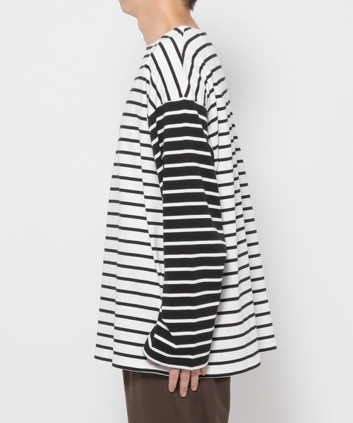 LOWRYS FARM（ローリーズファーム）の「ＵＳＡＢＩＧボーダー　124957（Tシャツ/カットソー・メンズ・ホワイト/ブラック/ブラウン・MEDIUM/LARGE）」の5枚目の写真