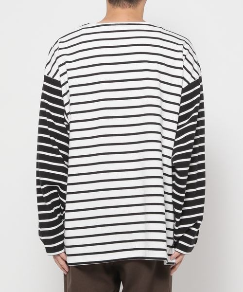 LOWRYS FARM（ローリーズファーム）の「ＵＳＡＢＩＧボーダー　124957（Tシャツ/カットソー・メンズ・ホワイト/ブラック/ブラウン・MEDIUM/LARGE）」の6枚目の写真