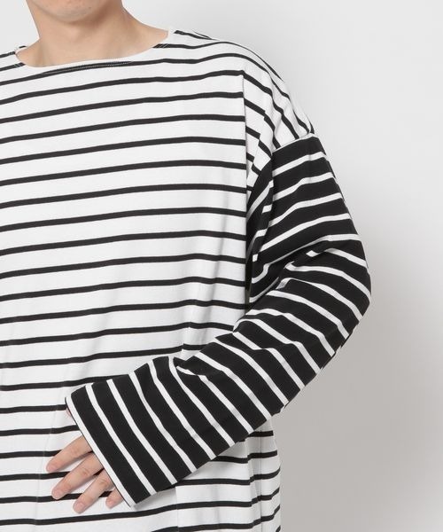 LOWRYS FARM（ローリーズファーム）の「ＵＳＡＢＩＧボーダー　124957（Tシャツ/カットソー・メンズ・ホワイト/ブラック/ブラウン・MEDIUM/LARGE）」の9枚目の写真