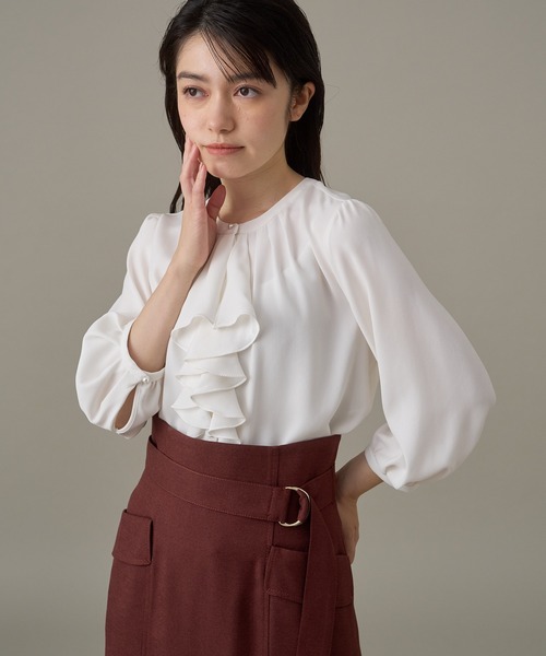 未使用 ANAYI アナイ バックサテンラッフル　ブラウス ANAYI（アナイ）の「バックサテンラッフル6ブソデブラウス（シャツ