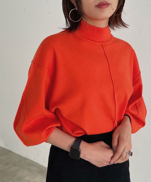 PAGEBOY（ページボーイ）の「12Gボリュームスリーブプルオーバー（Tシャツ/カットソー・レディース・ブラック/オフホワイト/オレンジ/ブルー系その他/グレイッシュベージュ/ピンク/ターコイズブルー/ダークオレンジ・FREE）」の7枚目の写真