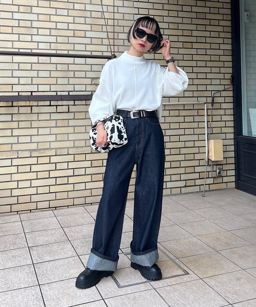 PAGEBOY（ページボーイ）の「12Gボリュームスリーブプルオーバー（Tシャツ/カットソー・レディース・ブラック/オフホワイト/オレンジ/ブルー系その他/グレイッシュベージュ/ピンク/ターコイズブルー/ダークオレンジ・FREE）」の10枚目の写真