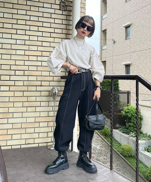 PAGEBOY（ページボーイ）の「12Gボリュームスリーブプルオーバー（Tシャツ/カットソー・レディース・ブラック/オフホワイト/オレンジ/ブルー系その他/グレイッシュベージュ/ピンク/ターコイズブルー/ダークオレンジ・FREE）」の19枚目の写真