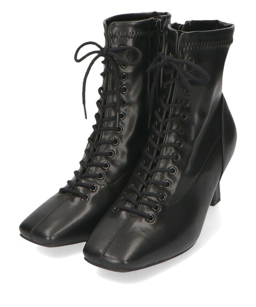 ORiental TRaffic（オリエンタルトラフィック）の「レースアップストレッチミドルブーツ 21420（ブーツ・レディース・ホワイト/ブラック/ガンメタ・LL/S/M/L/3L/SS）」の4枚目の写真