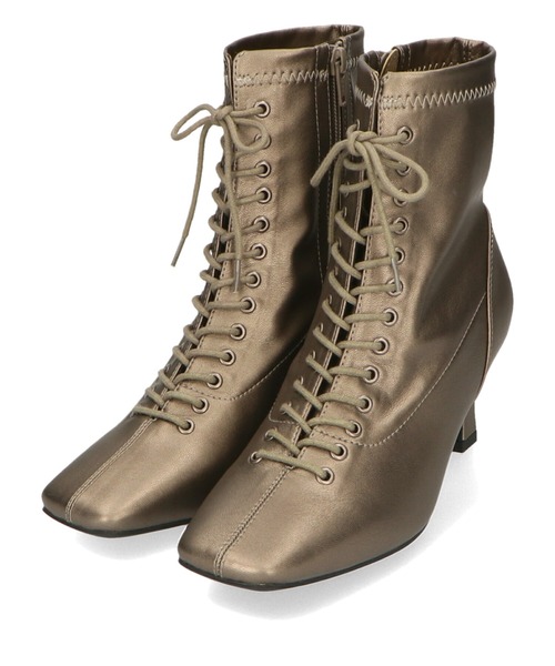 ORiental TRaffic（オリエンタルトラフィック）の「レースアップストレッチミドルブーツ 21420（ブーツ・レディース・ホワイト/ブラック/ガンメタ・LL/S/M/L/3L/SS）」の5枚目の写真