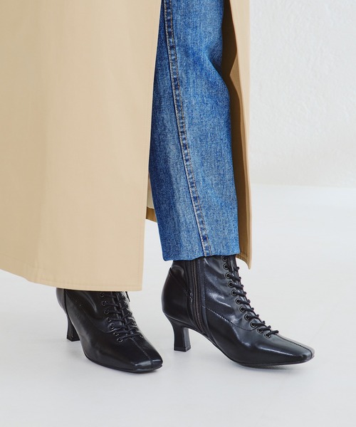 ORiental TRaffic（オリエンタルトラフィック）の「レースアップストレッチミドルブーツ 21420（ブーツ・レディース・ホワイト/ブラック/ガンメタ・LL/S/M/L/3L/SS）」の17枚目の写真