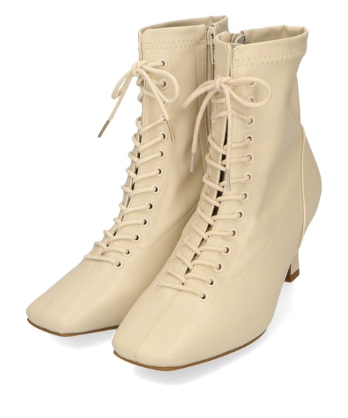 ORiental TRaffic（オリエンタルトラフィック）の「レースアップストレッチミドルブーツ 21420（ブーツ・レディース・ホワイト/ブラック/ガンメタ・LL/S/M/L/3L/SS）」の13枚目の写真