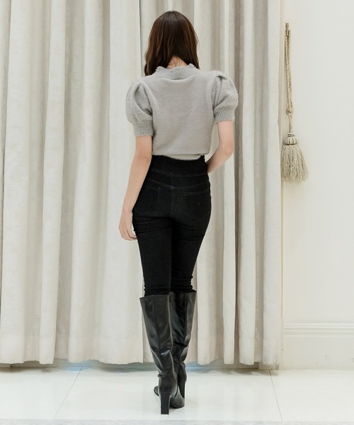 Julia Boutique（ジュリアブティック）の「シャギータッチ半袖ニットトップス/22508（ニット/セーター・レディース・オフホワイト/ブラック/グレー/ピンク・ONE）」の11枚目の写真