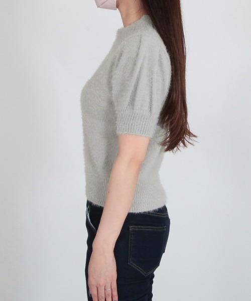 Julia Boutique（ジュリアブティック）の「シャギータッチ半袖ニットトップス/22508（ニット/セーター・レディース・オフホワイト/ブラック/グレー/ピンク・ONE）」の17枚目の写真