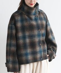 rps | チェック柄ショート丈スタンドカラーコート(その他アウター)