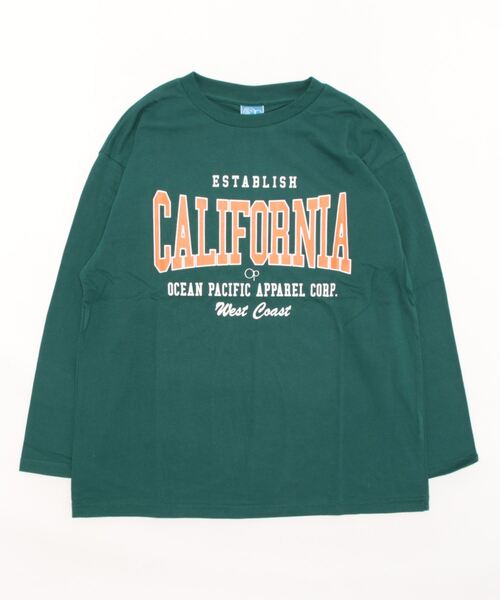 Ocean Pacific(オーシャンパシフィック)の「Ocean Pacific/オーシャンパシフィック コットン カリフォルニア カレッジ ロゴ プリント ドロップショルダー クルーネック 長袖 Tシャツ ロンT(Tシャツ/カットソー・レディース・ベージュ/グリーン/ホワイト/ヘザーグレー/チャコールグレー・L/M/XL)」の5枚目の写真