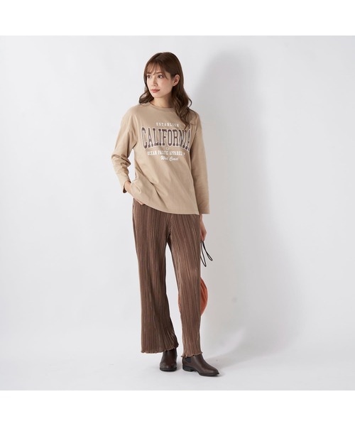 Ocean Pacific(オーシャンパシフィック)の「Ocean Pacific/オーシャンパシフィック コットン カリフォルニア カレッジ ロゴ プリント ドロップショルダー クルーネック 長袖 Tシャツ ロンT(Tシャツ/カットソー・レディース・ベージュ/グリーン/ホワイト/ヘザーグレー/チャコールグレー・L/M/XL)」の22枚目の写真