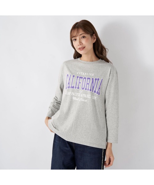 Ocean Pacific(オーシャンパシフィック)の「Ocean Pacific/オーシャンパシフィック コットン カリフォルニア カレッジ ロゴ プリント ドロップショルダー クルーネック 長袖 Tシャツ ロンT(Tシャツ/カットソー・レディース・ベージュ/グリーン/ホワイト/ヘザーグレー/チャコールグレー・L/M/XL)」の16枚目の写真