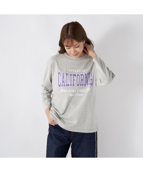 Ocean Pacific(オーシャンパシフィック)の「Ocean Pacific/オーシャンパシフィック コットン カリフォルニア カレッジ ロゴ プリント ドロップショルダー クルーネック 長袖 Tシャツ ロンT(Tシャツ/カットソー・レディース・ベージュ/グリーン/ホワイト/ヘザーグレー/チャコールグレー・L/M/XL)」の17枚目の写真