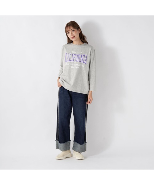Ocean Pacific(オーシャンパシフィック)の「Ocean Pacific/オーシャンパシフィック コットン カリフォルニア カレッジ ロゴ プリント ドロップショルダー クルーネック 長袖 Tシャツ ロンT(Tシャツ/カットソー・レディース・ベージュ/グリーン/ホワイト/ヘザーグレー/チャコールグレー・L/M/XL)」の18枚目の写真