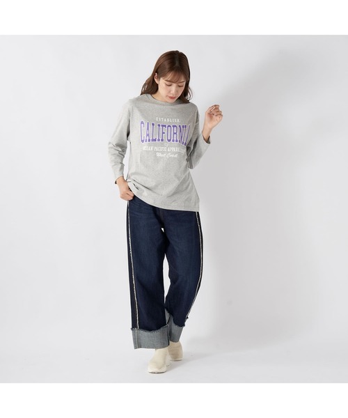 Ocean Pacific(オーシャンパシフィック)の「Ocean Pacific/オーシャンパシフィック コットン カリフォルニア カレッジ ロゴ プリント ドロップショルダー クルーネック 長袖 Tシャツ ロンT(Tシャツ/カットソー・レディース・ベージュ/グリーン/ホワイト/ヘザーグレー/チャコールグレー・L/M/XL)」の19枚目の写真