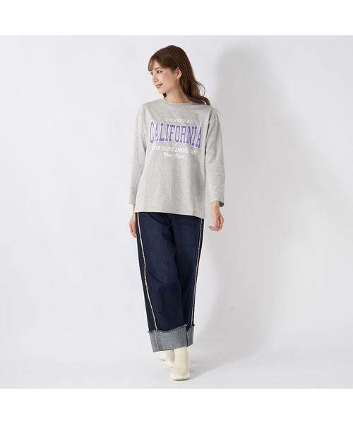 Ocean Pacific(オーシャンパシフィック)の「Ocean Pacific/オーシャンパシフィック コットン カリフォルニア カレッジ ロゴ プリント ドロップショルダー クルーネック 長袖 Tシャツ ロンT(Tシャツ/カットソー・レディース・ベージュ/グリーン/ホワイト/ヘザーグレー/チャコールグレー・L/M/XL)」の20枚目の写真