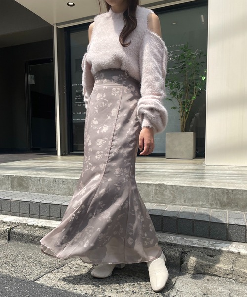 one after another NICE CLAUP（ワンアフターアナザーナイスクラップ）の「フラワープリントオーガンジースカート（スカート・レディース・アイボリー/モカ/ブラウン系その他/グリーン系その他・SMALL/MEDIUM）」の18枚目の写真