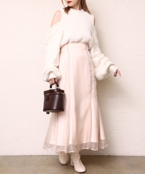 one after another NICE CLAUP（ワンアフターアナザーナイスクラップ）の「フラワープリントオーガンジースカート（スカート・レディース・アイボリー/モカ/ブラウン系その他/グリーン系その他・SMALL/MEDIUM）」の10枚目の写真