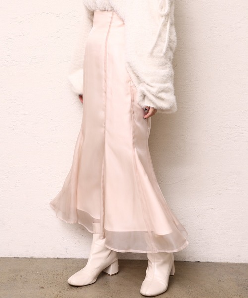 one after another NICE CLAUP（ワンアフターアナザーナイスクラップ）の「フラワープリントオーガンジースカート（スカート・レディース・アイボリー/モカ/ブラウン系その他/グリーン系その他・SMALL/MEDIUM）」の17枚目の写真