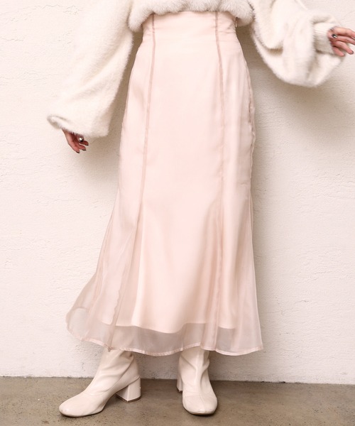 one after another NICE CLAUP（ワンアフターアナザーナイスクラップ）の「フラワープリントオーガンジースカート（スカート・レディース・アイボリー/モカ/ブラウン系その他/グリーン系その他・SMALL/MEDIUM）」の14枚目の写真