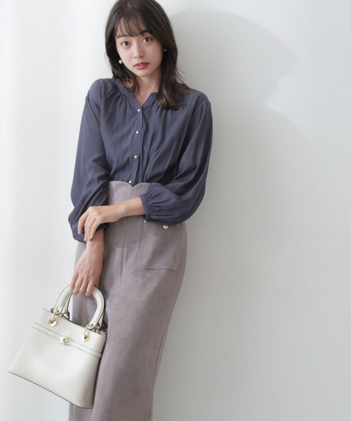 PROPORTION BODY DRESSING（プロポーションボディドレッシング）の「パール釦スキッパーカッセンブラウス / 1212210003（シャツ/ブラウス・レディース・ネイビー/グレー/ホワイト系その他・FREE）」の3枚目の写真