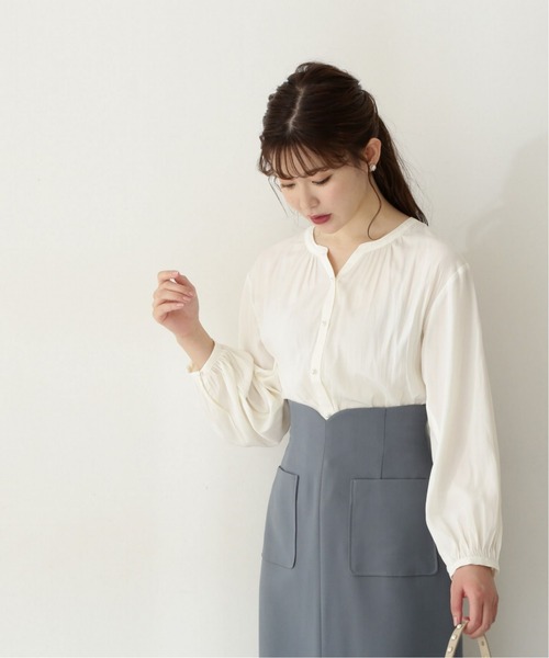 PROPORTION BODY DRESSING（プロポーションボディドレッシング）の「パール釦スキッパーカッセンブラウス / 1212210003（シャツ/ブラウス・レディース・ネイビー/グレー/ホワイト系その他・FREE）」の5枚目の写真