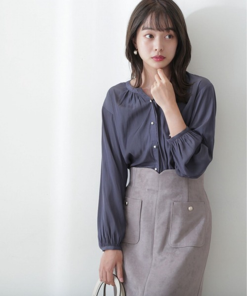 PROPORTION BODY DRESSING（プロポーションボディドレッシング）の「パール釦スキッパーカッセンブラウス / 1212210003（シャツ/ブラウス・レディース・ネイビー/グレー/ホワイト系その他・FREE）」の15枚目の写真