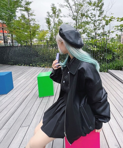 Figments（フィグメンツ）の「ベルト付き合皮ベレー帽（ハンチング/ベレー帽・レディース・ブラック・FREE）」の10枚目の写真