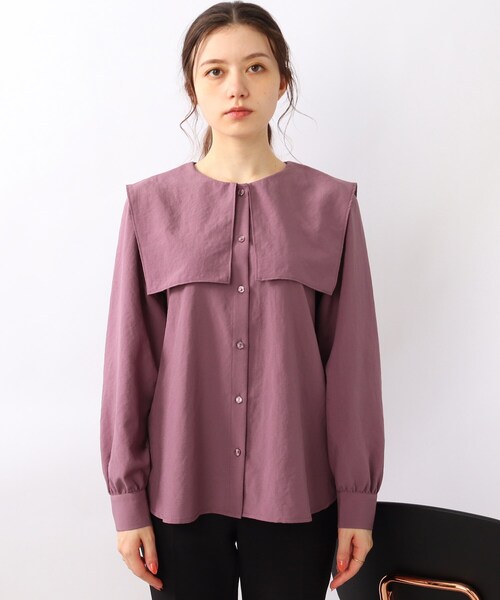 DRESKIP（ドレスキップ）の「◆大人かわいい着こなしに！ビッグ襟セ－ラカラ－ブラウス（シャツ/ブラウス・レディース・ナチュラル/ブラック/ピンク系・02/03）」の4枚目の写真