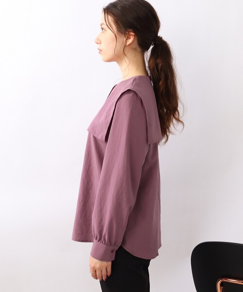 DRESKIP（ドレスキップ）の「◆大人かわいい着こなしに！ビッグ襟セ－ラカラ－ブラウス（シャツ/ブラウス・レディース・ナチュラル/ブラック/ピンク系・02/03）」の5枚目の写真