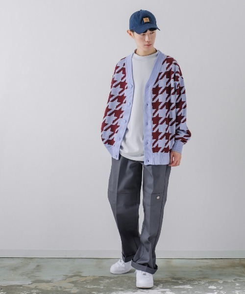 improves(インプローブス)の「【improves】千鳥格子柄 ニット カーディガン(カーディガン/ボレロ・メンズ・ブラウン/グリーン/ブラック/ラベンダー/ブルー/グレー・LARGE/MEDIUM)」の7枚目の写真