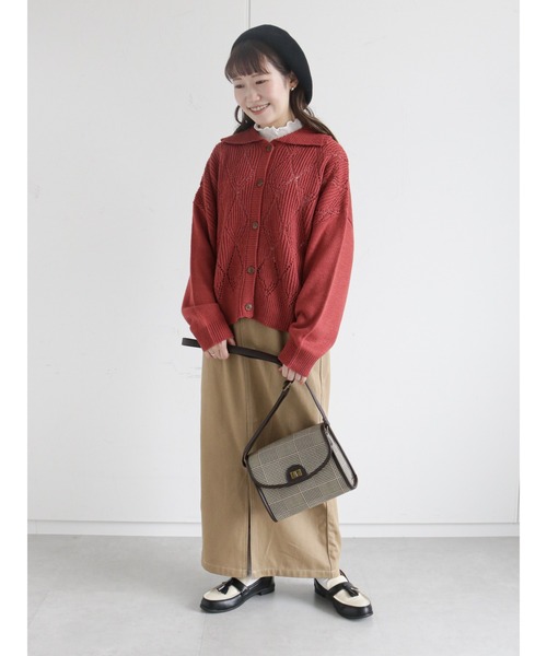 ehka sopo（エヘカソポ）の「襟付透かし編みカーディガン