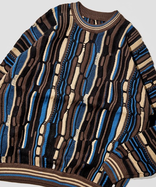 ADPOSION（アドポーション）の「3Dジャガードニット（ニット/セーター・メンズ・ブラック/ネイビー/グリーン・MEDIUM/LARGE）」の2枚目の写真