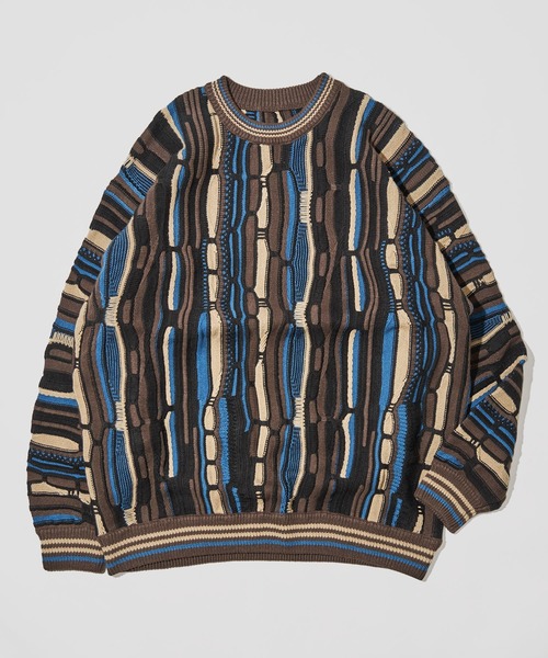 ADPOSION（アドポーション）の「3Dジャガードニット（ニット/セーター・メンズ・ブラック/ネイビー/グリーン・MEDIUM/LARGE）」の4枚目の写真