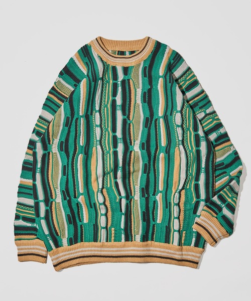 ADPOSION（アドポーション）の「3Dジャガードニット（ニット/セーター・メンズ・ブラック/ネイビー/グリーン・MEDIUM/LARGE）」の6枚目の写真