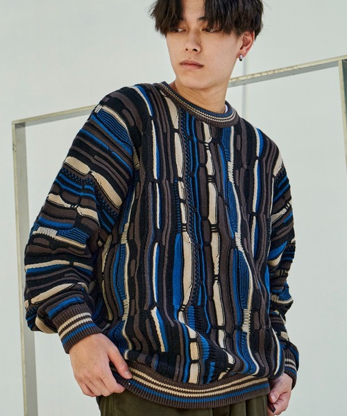 ADPOSION（アドポーション）の「3Dジャガードニット（ニット/セーター・メンズ・ブラック/ネイビー/グリーン・MEDIUM/LARGE）」の11枚目の写真