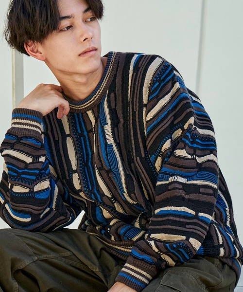 ADPOSION（アドポーション）の「3Dジャガードニット（ニット/セーター・メンズ・ブラック/ネイビー/グリーン・MEDIUM/LARGE）」の12枚目の写真