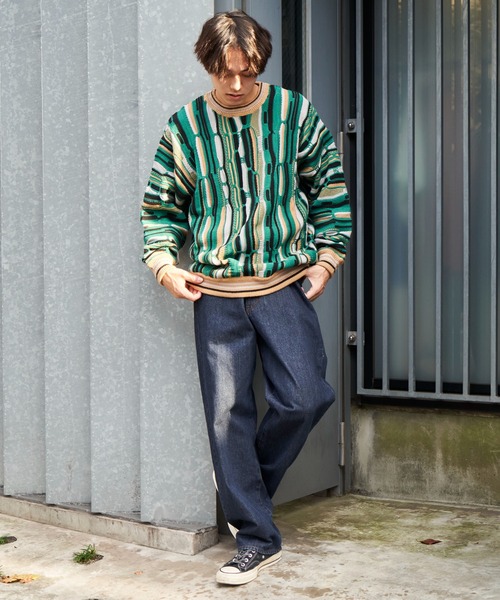 ADPOSION（アドポーション）の「3Dジャガードニット（ニット/セーター・メンズ・ブラック/ネイビー/グリーン・MEDIUM/LARGE）」の13枚目の写真