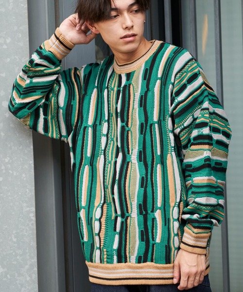 ADPOSION（アドポーション）の「3Dジャガードニット（ニット/セーター・メンズ・ブラック/ネイビー/グリーン・MEDIUM/LARGE）」の14枚目の写真