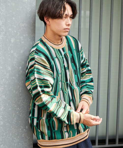 ADPOSION（アドポーション）の「3Dジャガードニット（ニット/セーター・メンズ・ブラック/ネイビー/グリーン・MEDIUM/LARGE）」の15枚目の写真