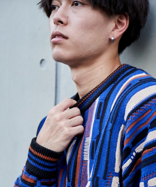 ADPOSION（アドポーション）の「3Dジャガードニット（ニット/セーター・メンズ・ブラック/ネイビー/グリーン・MEDIUM/LARGE）」の19枚目の写真