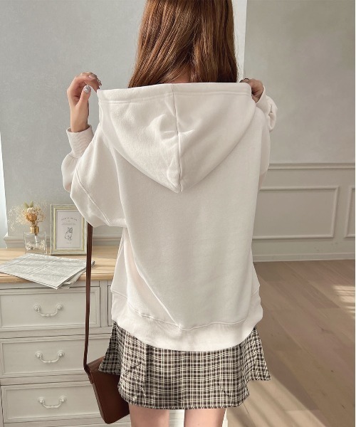 apres jour(アプレジュール)の「サテンリボンロゴパーカー【ZOZOTOWN限定アイテム】(パーカー・レディース・ネイビー/スモークピンク/ライトピンク/アイボリー・フリー/X-LARGE)」の9枚目の写真