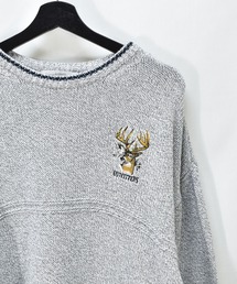 【ヴィンテージ古着】90s OUTFITTERS 鹿 アニマル刺繍 コットンニット セーター