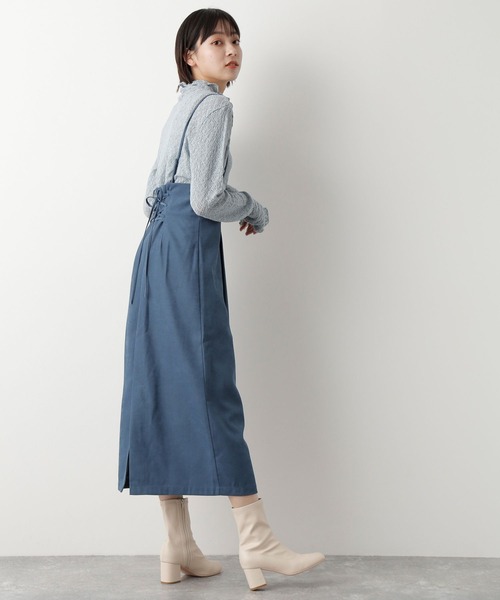 mysty woman（ミスティウーマン）の「レースアップナロー2WAYスカート 170587（スカート・レディース・ブラウン/ブルー/アイボリー/グレー系その他/ベージュ系その他・FREE）」の5枚目の写真