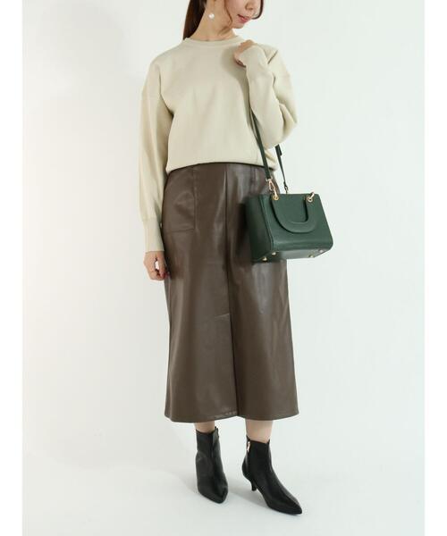 Te chichi（テチチ）の「エコレザーアウトポケットタイトスカート（スカート・レディース・ブラック/ブラウン・SMALL/MEDIUM）」の10枚目の写真