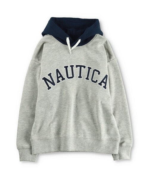 NAUTICA（ノーティカ）の「【NAUTICA/ノーティカ】アップリケロゴ裏毛パーカー（スウェット・キッズ・杢グレー/ネイビー/アイボリー/ブルーグレー/マスタード/ダークグリーン・130/120/140/150）」の4枚目の写真