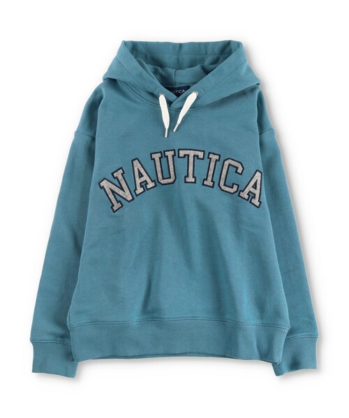 NAUTICA（ノーティカ）の「【NAUTICA/ノーティカ】アップリケロゴ裏毛パーカー（スウェット・キッズ・杢グレー/ネイビー/アイボリー/ブルーグレー/マスタード/ダークグリーン・130/120/140/150）」の3枚目の写真